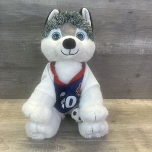 The Bear Factory 2001 Siberian Husky Plush Storage Pocket Stuffed Soccer Jersey
